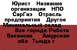 Юрист › Название организации ­ НПО СарГаз › Отрасль предприятия ­ Другое › Минимальный оклад ­ 15 000 - Все города Работа » Вакансии   . Амурская обл.,Тында г.